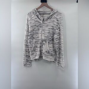XCVI Cream and Black Beckett Zip-Up Hoodie Size Medium
